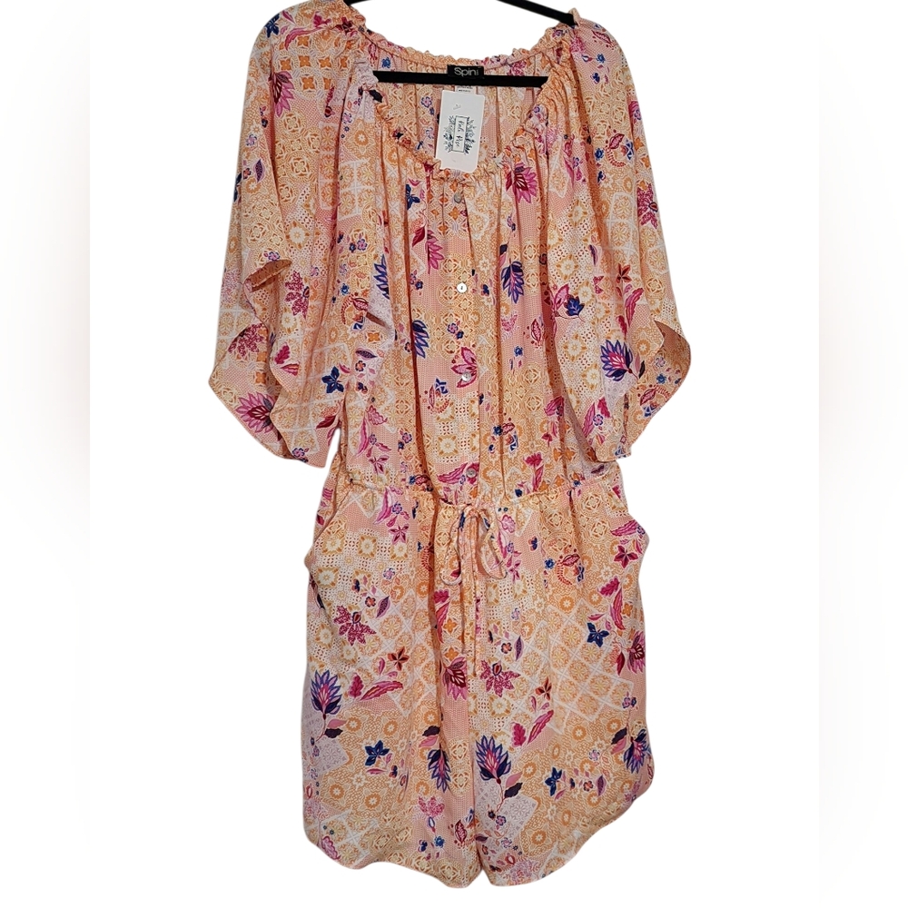 Kali Rose Boutique sz 2XL floral creamsicle romper